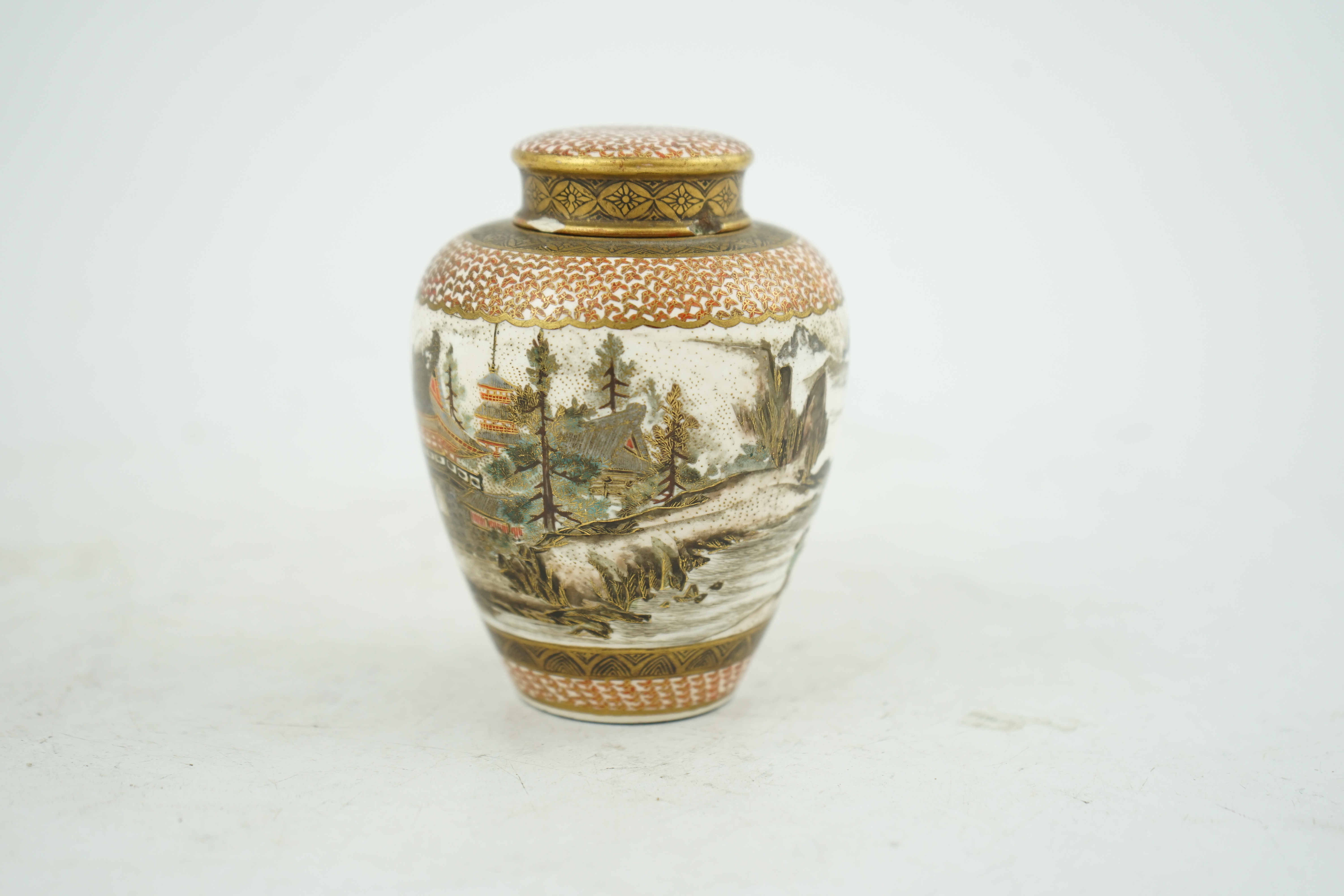 A Japanese Satsuma ovoid jar and cover, by Kinkozan, Meiji period